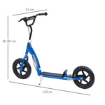 Kinderroller Tretroller 30 cm Luftreifen, höhenverstellbarer Lenker, Handbremse und Ständer, Stahl, für Kinder ab 5 Jahren, Blau