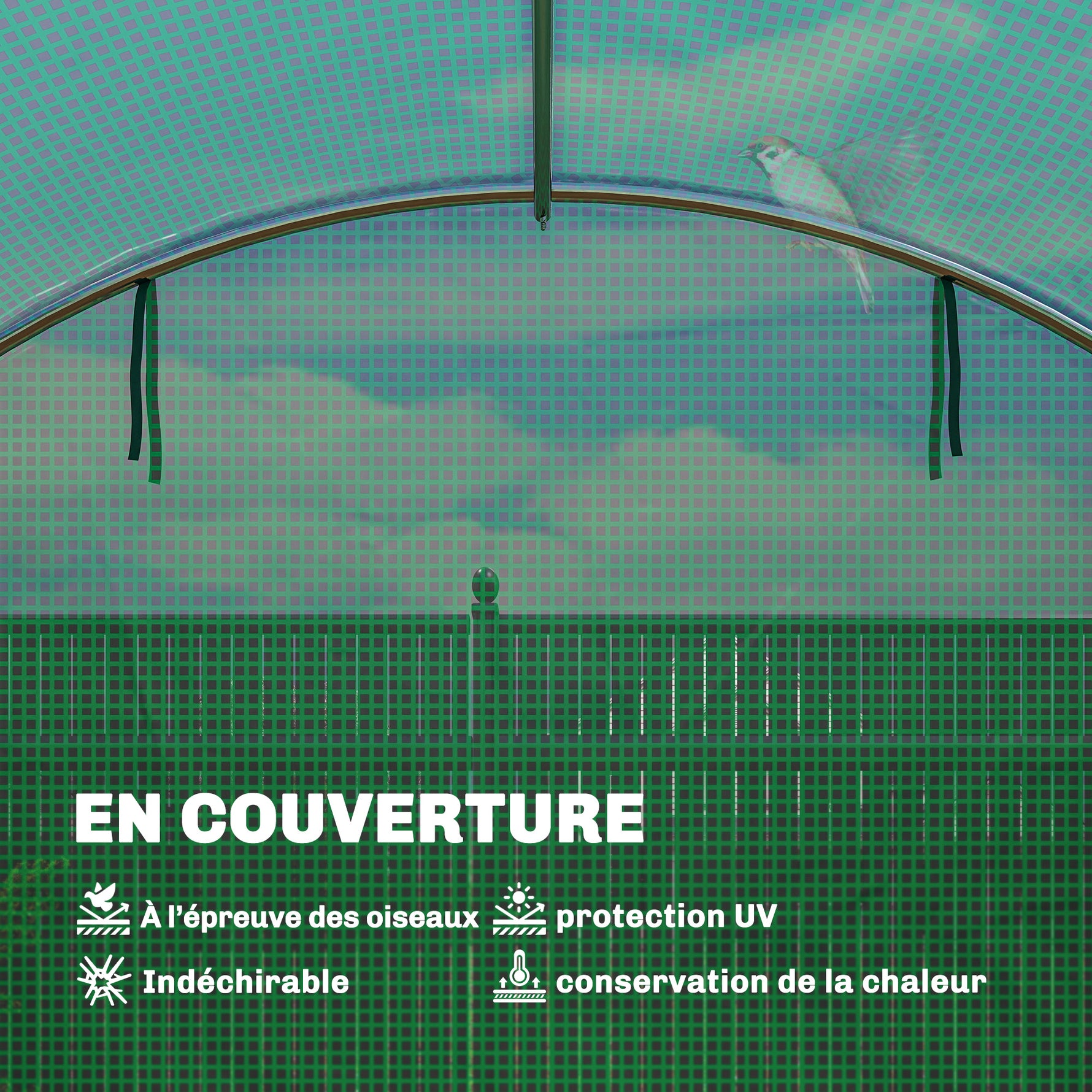 Serre tunnel de jardin 12m², serre de jardin tunnel 295x400x200cm 2 portes et 8 fenêtres bâche PE 140 g/m² vert