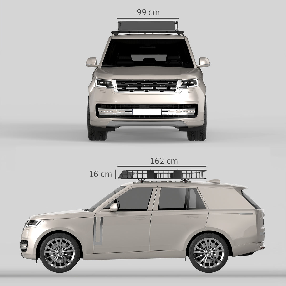 Porte-bagages Galerie de toit pour voiture en métal réglable en longueur de 109 à 162L cm Charge max 100kg