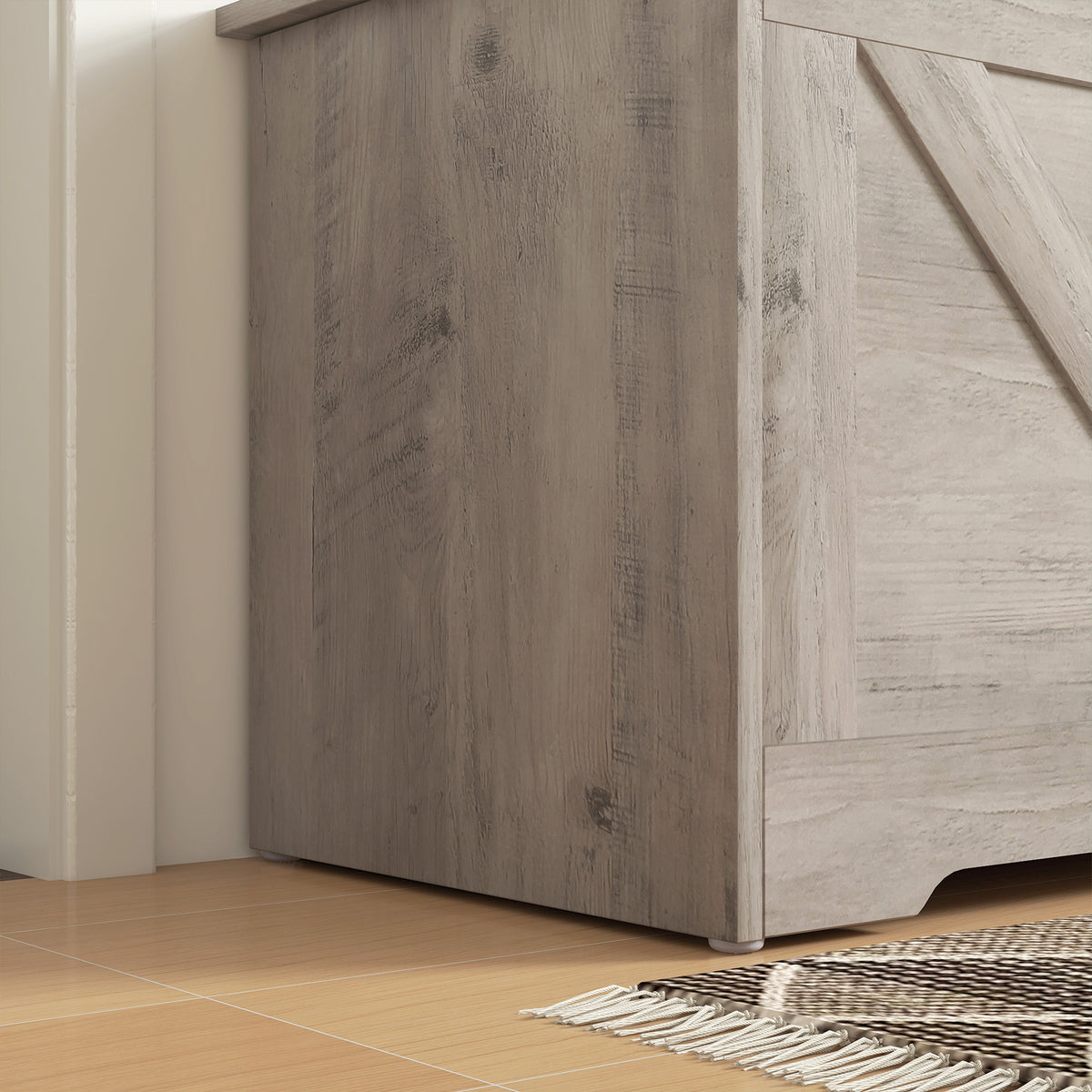 Coffre de rangement, banc de rangement avec couvercle rabattable et charnières de sécurité, 80 x 40 x 45 cm, gris