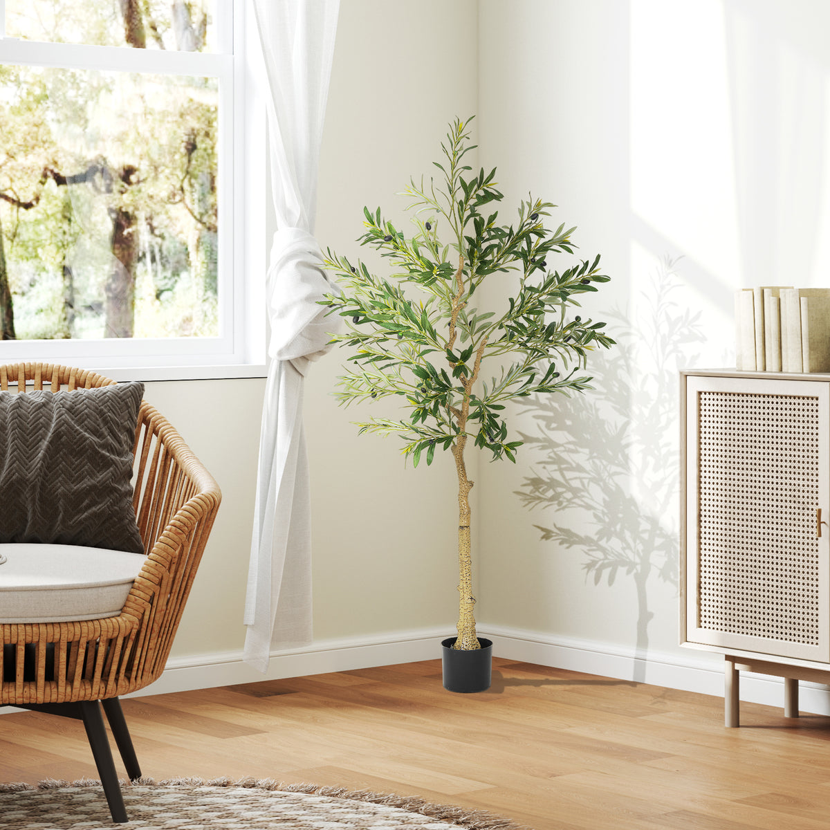 Olivier artificiel 150 cm plante artificielle intérieur, fausse plante décoration pour maison, bureau, salon, chambre