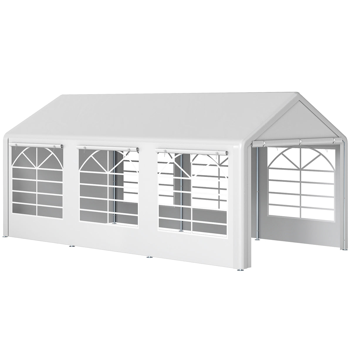 Gazebo da giardino 3 x 6 m tendone per ricevimenti con 4 pareti 3 finestre su ogni lato gazebo per feste matrimonio bianco