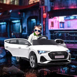 Voiture électrique enfants sous Licence Audi e-tron Sportback, véhicule électrique 12V Max. 5 Km/h avec télécommande 2,4G, phares LED, musique, klaxon, port USB, MP3, blanc
