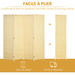 Paravent en bois séparateur de pièce closion de séparation pliable 4 panneaux 180 x 180 cm naturel