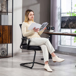 Chaise de bureau en maille sans roulettes, base en traîneau, pour salle de conférence, attente, réception, noir