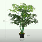 Palmier Artificiel 125 cm avec 18 Grandes Feuilles, Base en Ciment et Mousse de Lichen en PE, pour Salon Chambre, Vert