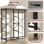Commode 8 tiroirs en tissu, meuble de rangement avec 4 poches, 2 crochets, structure en acier, 86 x 30 x 94,5 cm, gris