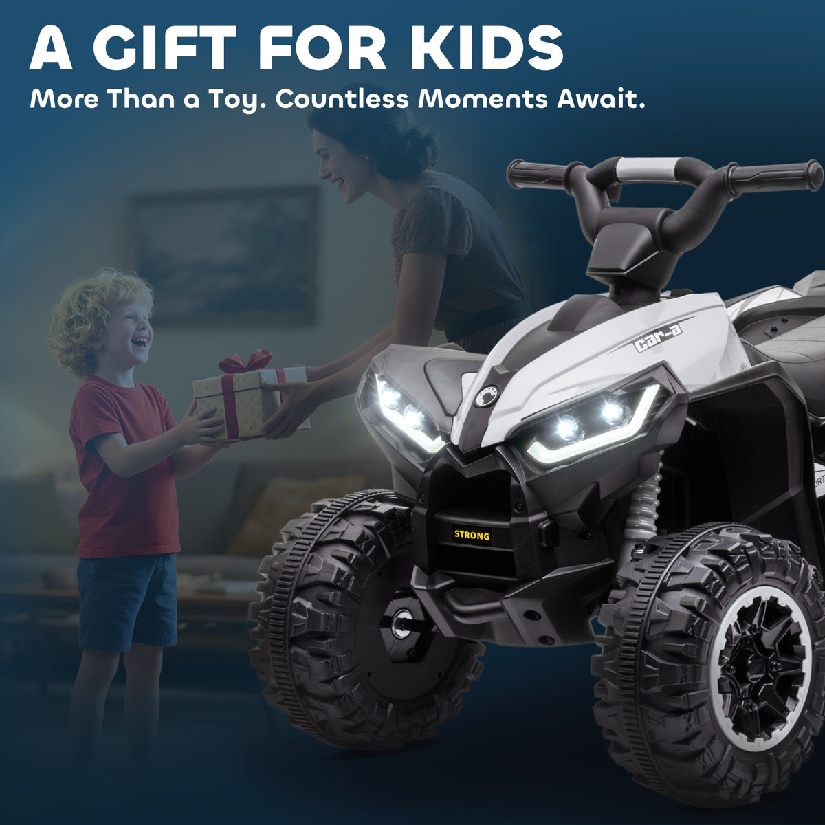 Elektrisches Kinder-Quad-Buggy 12 V 6 km/h max. Leuchteffekte Kindersitz für 3-5 Jahre Metall PP schwarz weiß
