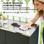 Gartenschrank aus Metall, Outdoor-Aufbewahrungsschrank, Edelstahl-Dach und Rollen, Schwarz