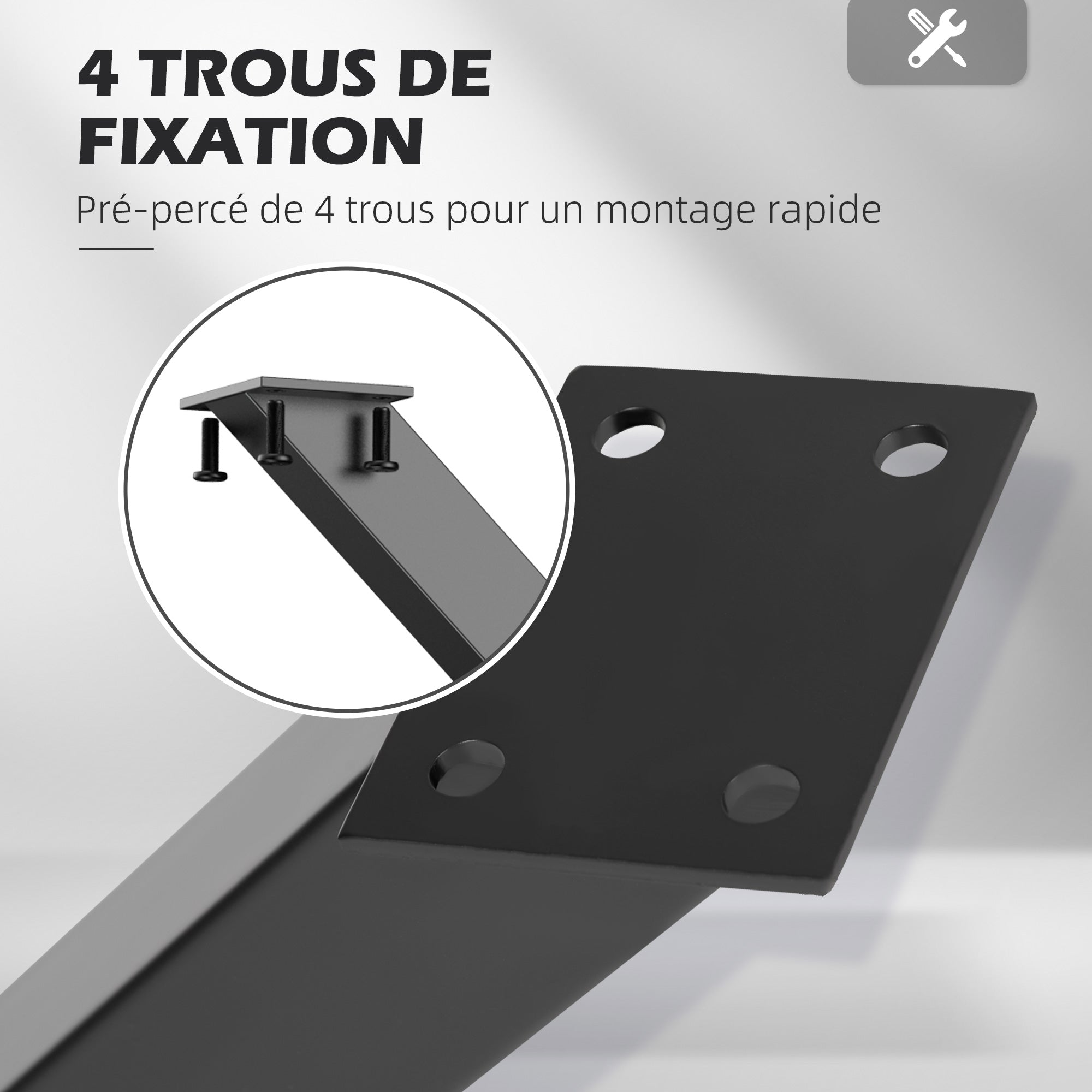 Lot de 2 pieds de table en forme en croix 70 x 72 cm design industriel pour table basse table de chevet noir