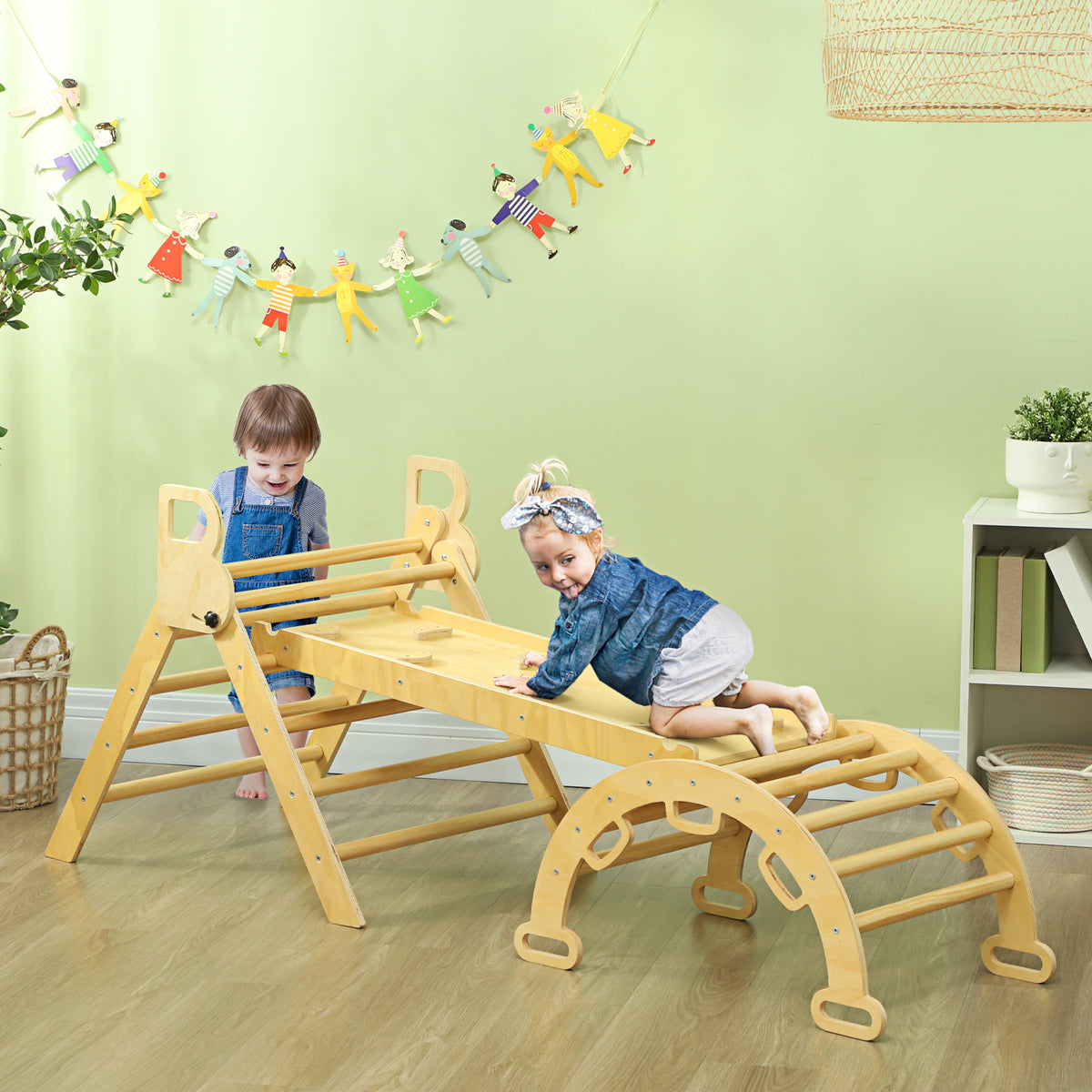 5-in-1 driehoeksklimrek voor kinderen met klimdriehoek, omkeerbare klimhelling, wip