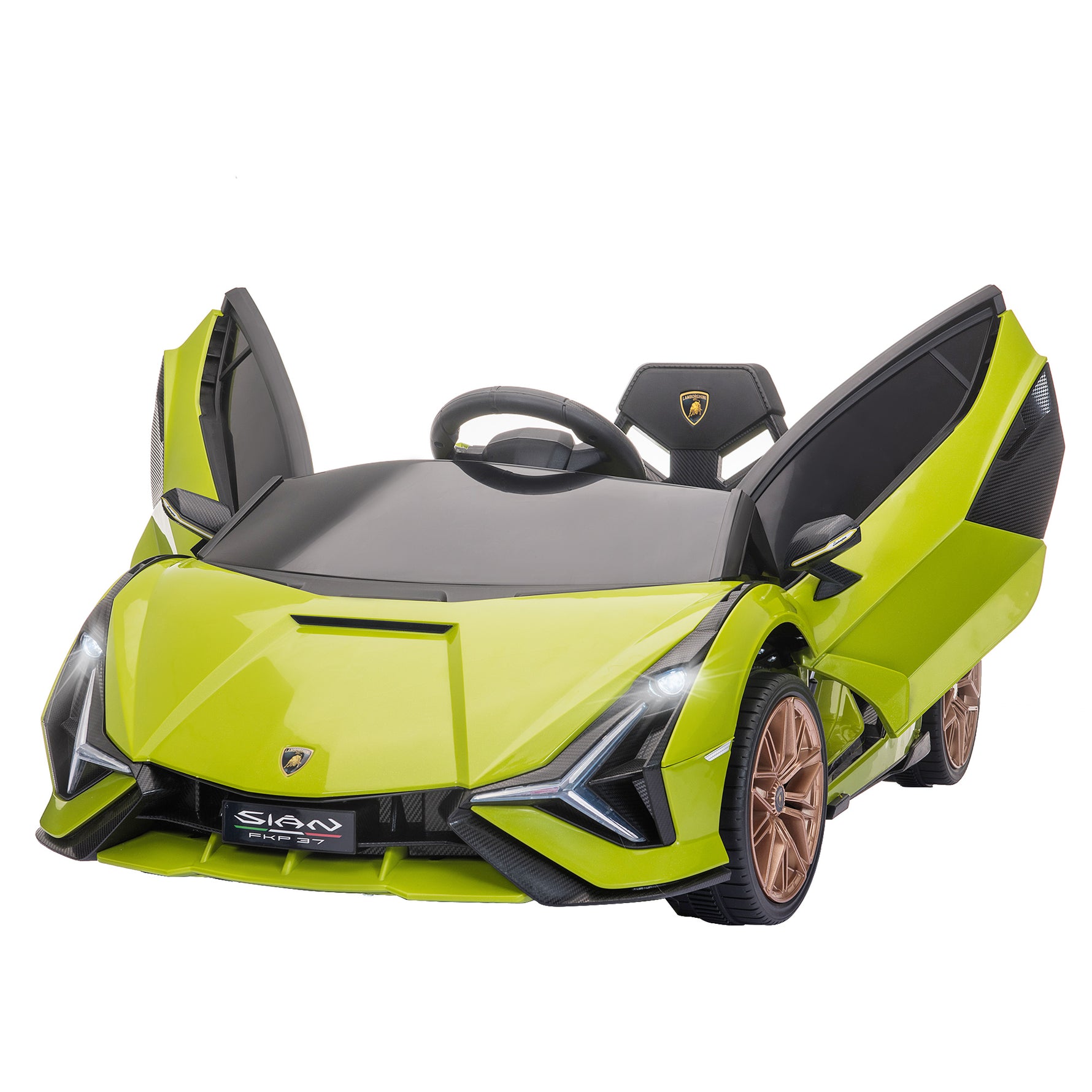 Voiture électrique Enfants de Sport Véhicule électrique Lamborghini Sian 12 V - V. Max. 5 Km/h avec Télécommande 2,4G Effets sonores + Lumineux Vert