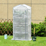 Serre de Jardin Balcon, Étagère Serre 4 Niveaux, Acier Époxy, Bâche Amovible PE Haute Densité, 70 x 50 x 160 cm, Blanc