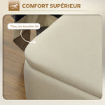 2-in-1-Sitzbank mit Stauraum aus Stoff und schwarzen Stahlbeinen, 102 x 40 x 39,5 cm, beige