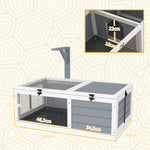 Maison enclos cage pour petit animal tortue avec 2 espaces support de lampe 81 x 48 x 31,5 cm gris