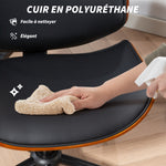 Chaise de bureau sans accoudoirs, fauteuil de bureau ergonomique, hauteur réglable et pivotant 360°, 52x54x84cm, noir