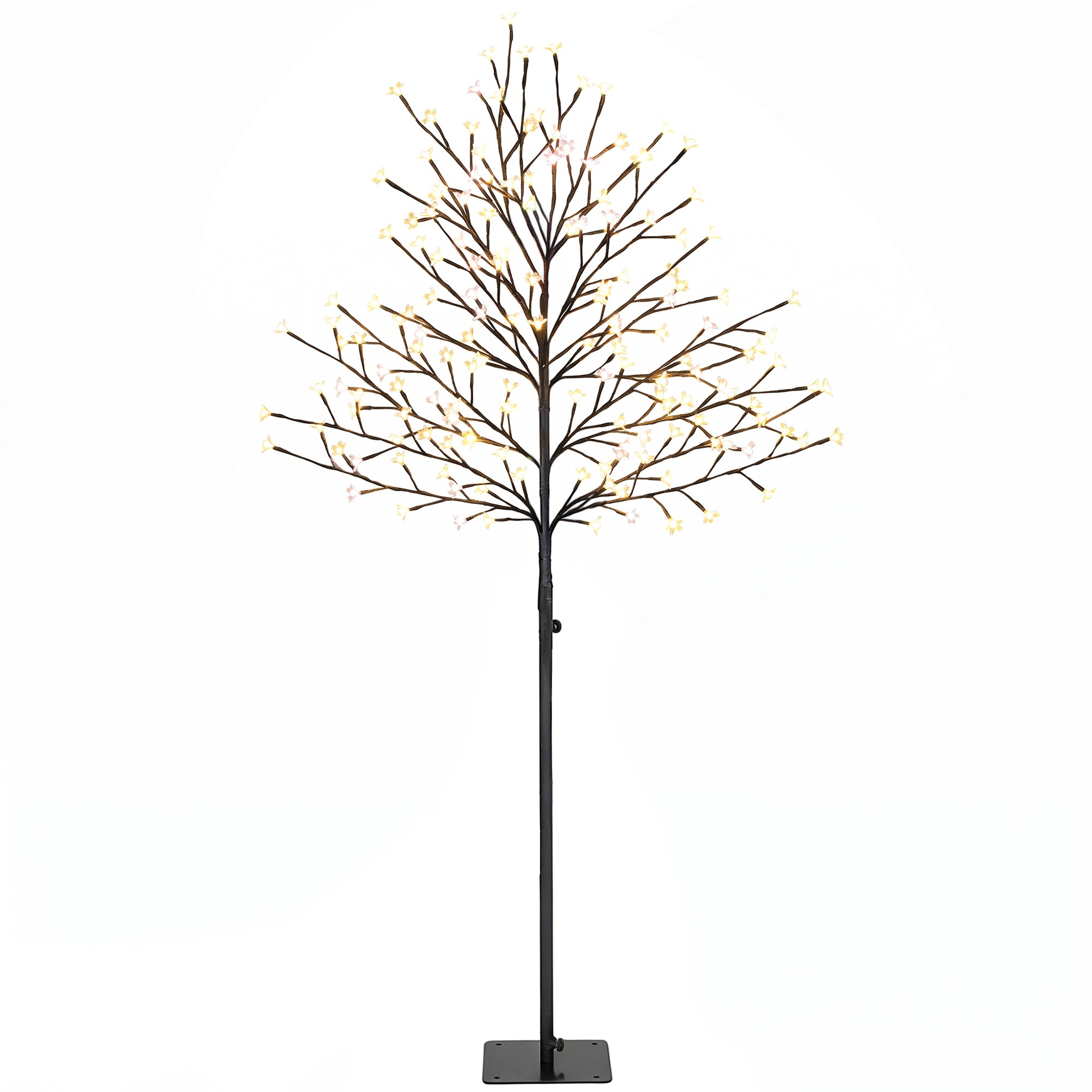 150cm Light-up Artificial Cherry Blossom Tree, 160 LEDs and 16 Flexible Branches, Indoor and Outdoor Decoration
