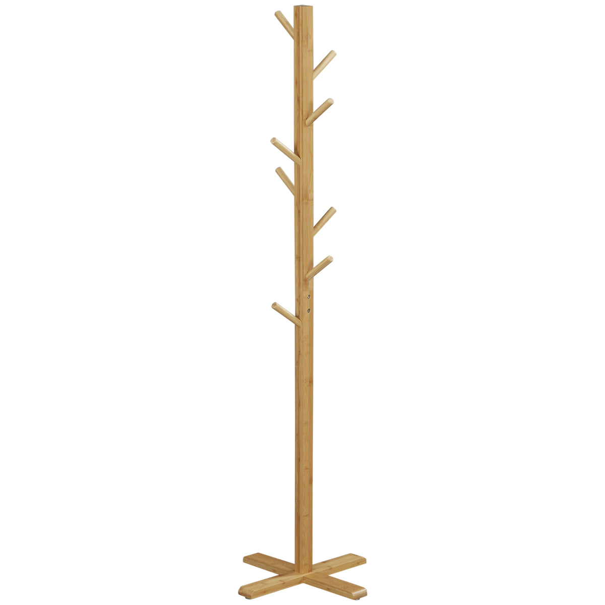 Portemanteau en bambou, portant à vêtements avec 8 patères, pour couloir, chambre, buanderie, bois naturel