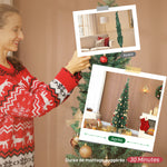 Sapin de Noël artificiel 180 cm, arbre de Noël slim, 321 pointes, facile à monter et ranger, pour maison bureau, vert