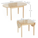 Table de salle à manger pliante ovale en bois massif 2 abattants peu encombrante 140L x 70l x 75H cm