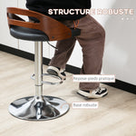 Lot de 2 tabourets de Bar Hauteur d'assise réglable pivotant 360° revêtement synthétique Noir Dossier ajouré