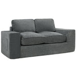 Canapé 2 Places en Chenille, Canapé de Salon 156 cm, Assise et Accoudoirs Larges Rembourrées, 2 Oreillers, Gris