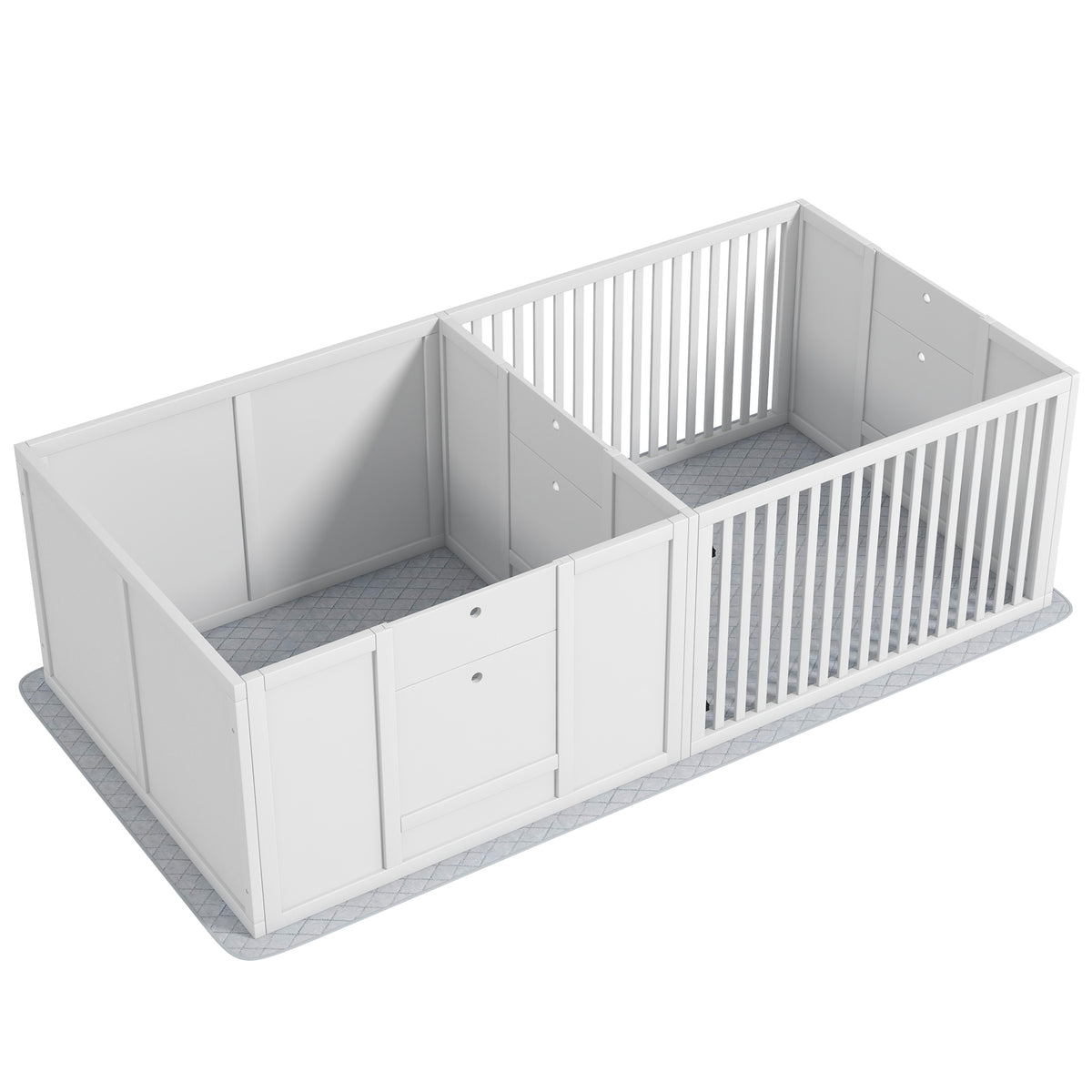 Boîte de mise bas pour chiens et chiots, parc de mise bas pour chiens porte à hauteur réglable 166 x 80 x 50 cm, blanc