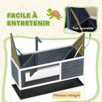 Maison pour tortues enclos avec toit ouvrant support lampe plateau fenêtre panoramique 120 x 50 x 40 cm gris