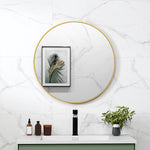 Miroir rond miroir salle de bain cadre en métal facile à installer, pour chambre, salon, entrée, Ø 70 x 2,5 cm or