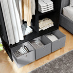 Armoire penderie armoire de rangement avec tringle rideaux 3 niches et 3 tiroirs en tissu amovibles 105 x 48 x 160 cm