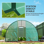 Serre de jardin tunnel serres tunnel 18 m² 8 fenêtres 2 portes articulées toile PE structure en fer galvanisé vert