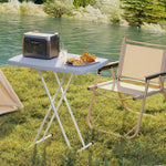 Table d'appoint pliable en HDPE table pliante hauteur réglable sur 6 niveaux pour patios jardins 76 x 50 x 74 cm gris