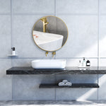 Miroir rond miroir salle de bain cadre en métal facile à installer, pour chambre, salon, entrée, Ø 70 x 2,5 cm or