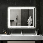 Miroir salle de bain LED bluetooth 60 x 80 cm interrupteur tactile lumière réglable 3 couleurs anti-buée mémoire argent