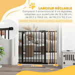 Barrière de sécurité animaux porte fermeture automatique système de double verrouillage sans perçage 1 extension noir