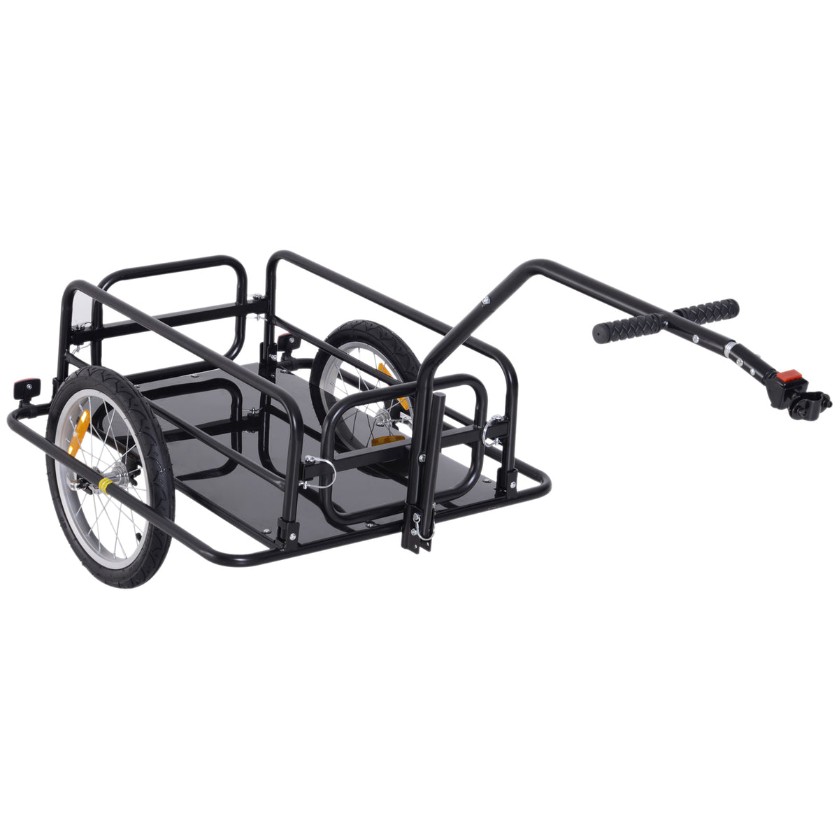 Fahrradanhänger, Transportanhänger für Fahrräder, 70 l, 155 L × 71,5 B × 77 H cm, Klappdeichsel mit universeller Befestigung, Stahl, maximale Traglast 40 kg, schwarz
