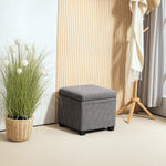 Pouf contenitore 30 L con coperchio rimovibile, pouf cubo imbottito in velluto a coste, 40 x 40 x 40 cm, grigio