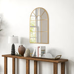 Miroir mural en métal cadre doré en forme de voûtée – 91 x 60 cm – décoration pour entrée ,chambre à coucher, salon