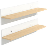Lot de 2 étagères murales de 80 cm, étagères flottantes pour salon, entrée, chambre et cuisine, blanc et bois naturel