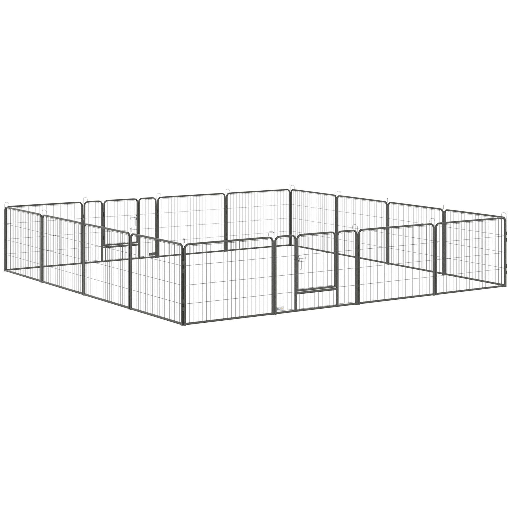 Parc pour chien, enclos chien 16 panneaux modulable et pliable, portable en acier avec portes 80 x 60 gris