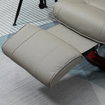 Fauteuil relax inclinable repose-pieds réglable pivotant 360° piètement bois revêtement PU respirant et doux gris
