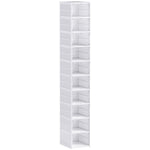 Lot de 10 boîtes à chaussures pliables en plastique empilables avec couvercles, pour pointure jusqu'à 43, blanc