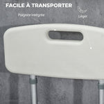 Tabouret de Douche Réglable en Hauteur à 5 Niveaux, Chaise de Douche, Accoudoirs Rembourrés et Coussin Amovible, Gris