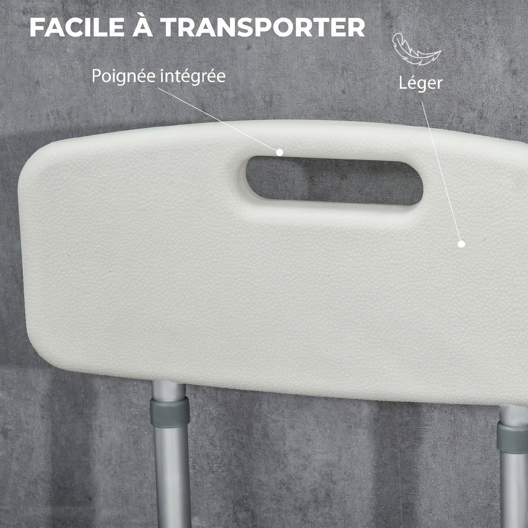 Tabouret de Douche Réglable en Hauteur à 5 Niveaux, Chaise de Douche, Accoudoirs Rembourrés et Coussin Amovible, Gris