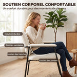 Lot de 2 Fauteuils Salon, Fauteuils d'Appoint en Chenille avec Dossier Profilé, Accoudoirs Rembourrés, Crème
