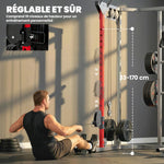 Power Rack per allenamento della forza 900 kg, doppia puleggia regolabile su 19 livelli, Home Gym completo, nero