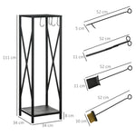 Porte bûches - Range bûches Serviteur de cheminée Colonne - Multi Accessoires dim. 34L x 34l x 111H cm métal Noir