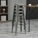 4er-Set stapelbare Industrie-Barhocker Sitzhöhe 76 cm silberfarbenes Metall