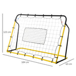 Filet de rebond de football, 184L x 123H cm, rebondisseur de football, 5 angles réglables de 60° à 90°,  jaune et noir