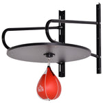 Punching Ball Poire de Vitesse Boxe avec Support Plateau tournant + Pompe en bois Hauteur Réglable Acier revêtement synthétique Rouge Noir